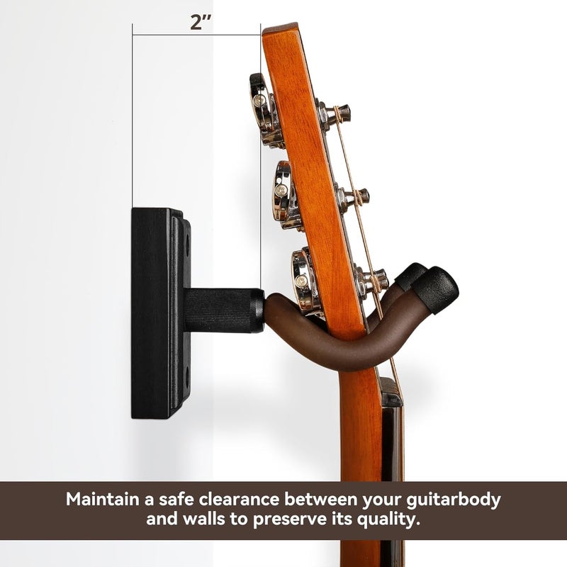 DIDA Guitar Wall Mount, Guitar Hanger, Silicone Pad, U-Shaped Guitar Wall Hanger Mount, Rotatable Guitar Holder Hook Stand Wall for Acoustic, Electric Guitar, Bass (Blackwood 1 Pack) - Image 4